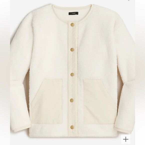 J. Crew Teddy Sherpa Lady Jacket Ivory Small‎ - Picture 1 of 6